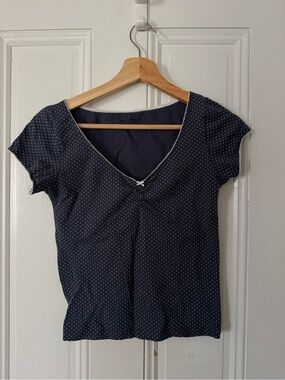 Brandy Melville Navy Polka Dot Gina Top